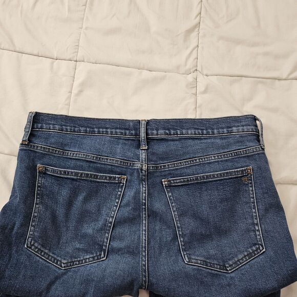 Madewell Jeans Womens 32 Blue Mid Rise Kick Out Flare Crop Brinton Wash Raw Hem - Picture 7 of 11